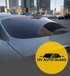Rear window and back glass of a dark sedan