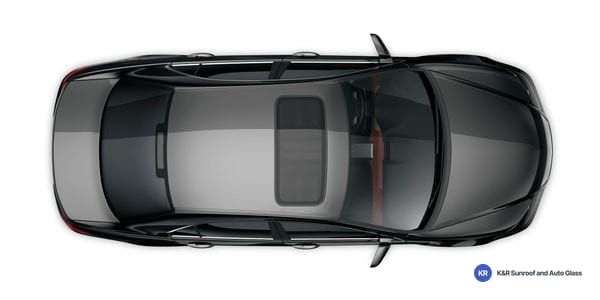 Overhead view of a black sedan showing its sunroof